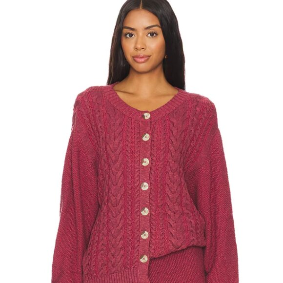SOLD!! Free people Oversized Cable Knit Cardigan XL - Picture 3 of 7